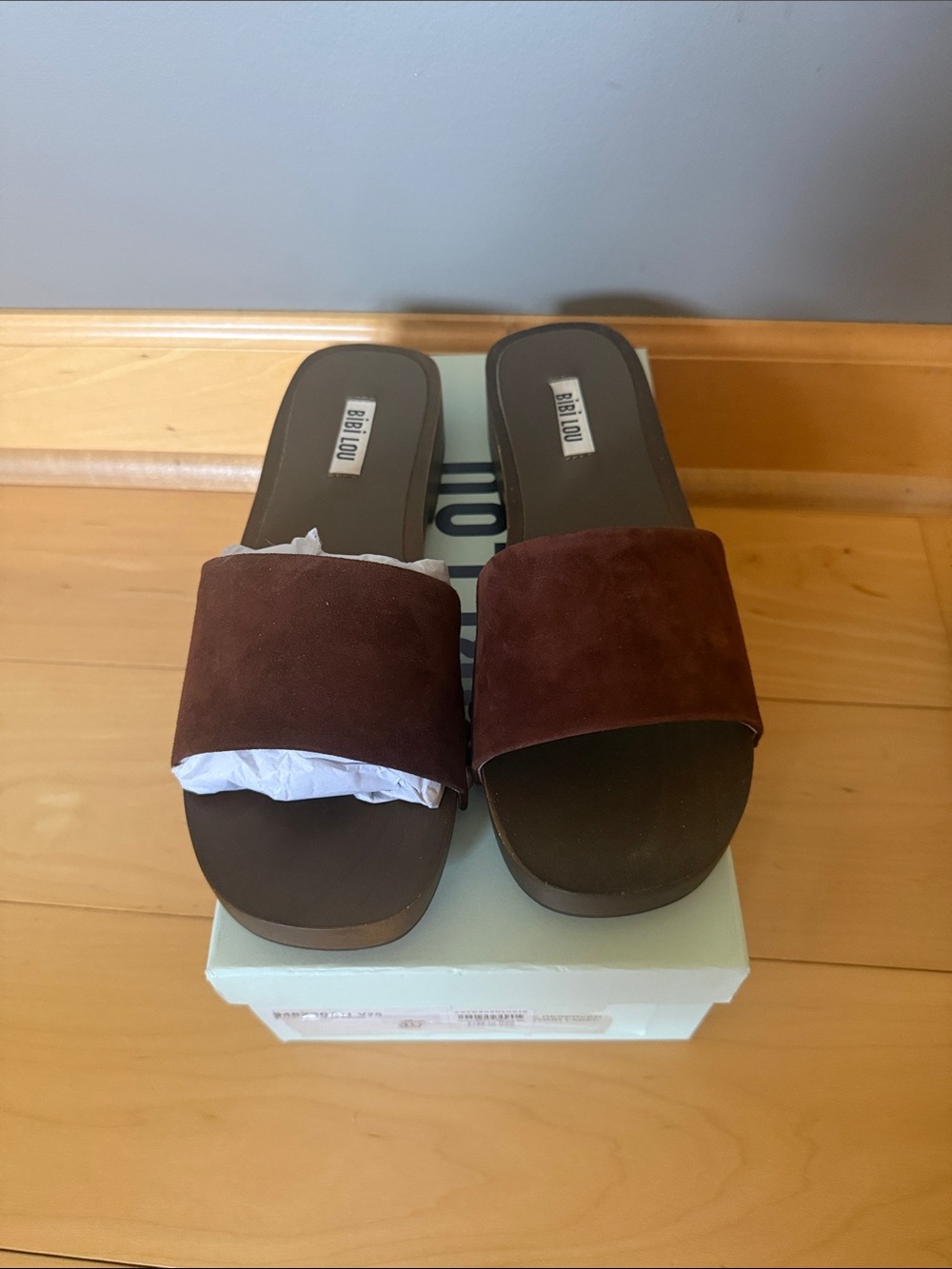 BIBI LOU Brown Suede Slide Sandals, Size 40/9, New